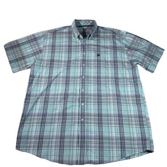 Cinch Men’s XXL Plaid Button Up Short Sleeve Western Cowboy Rodeo Shirt Green