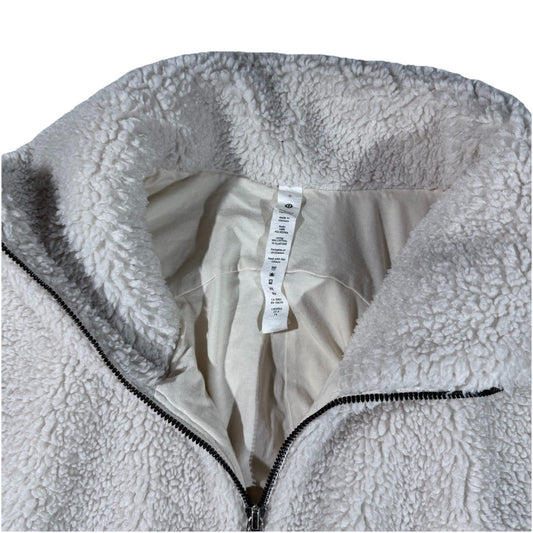 Lululemon Women’s White Sherpa Fleece Zip Jacket Size 6 Cozy Lined Logo