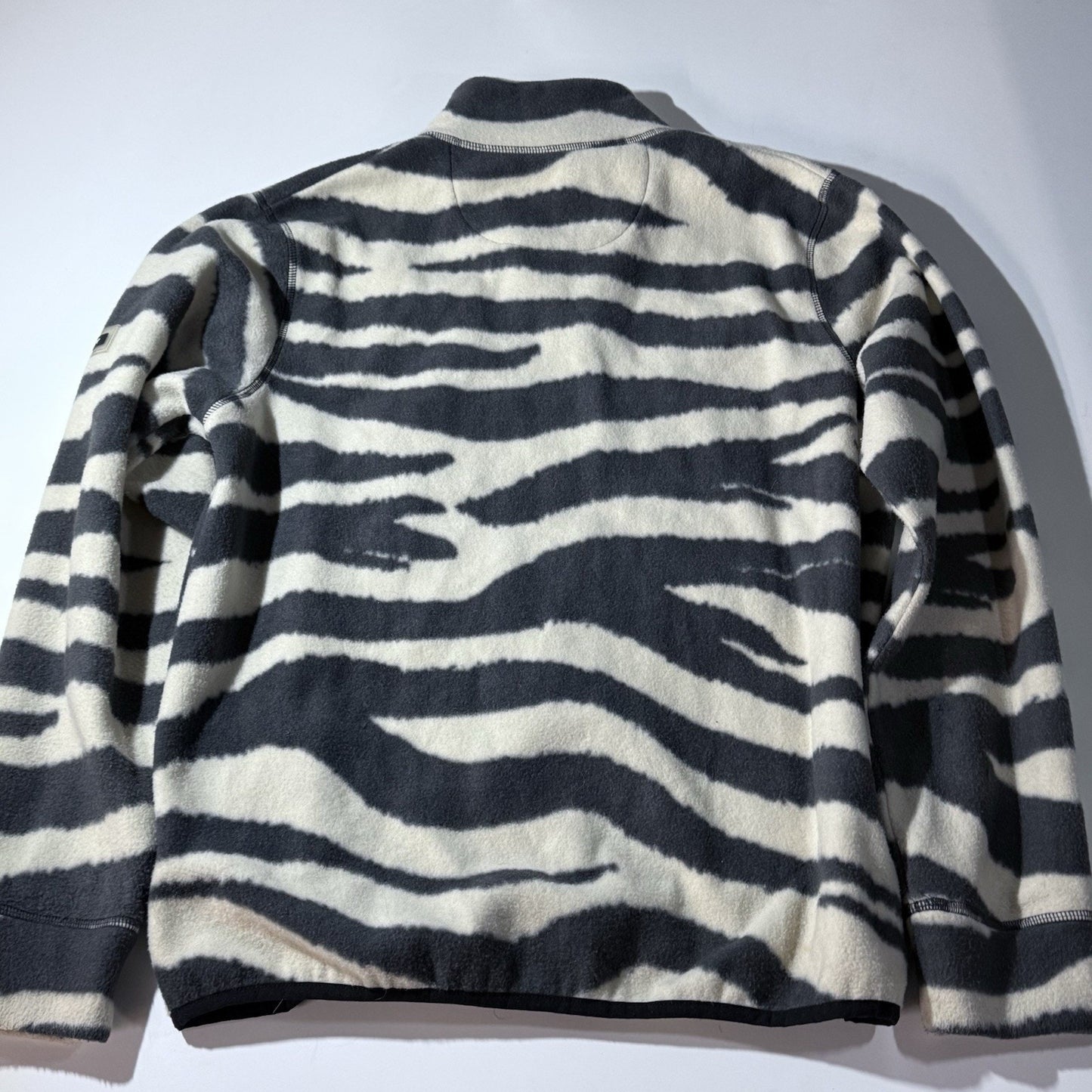 Stüssy Zebra Print Fleece Pullover Jacket Men’s Medium Black White Quarter Zip