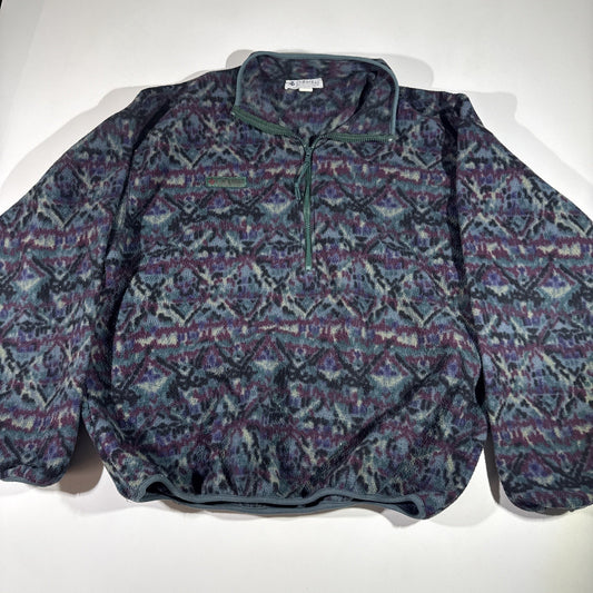 VINTAGE Columbia Aztec Snap Fleece Jacket Men's XL Colorful Western Made USA