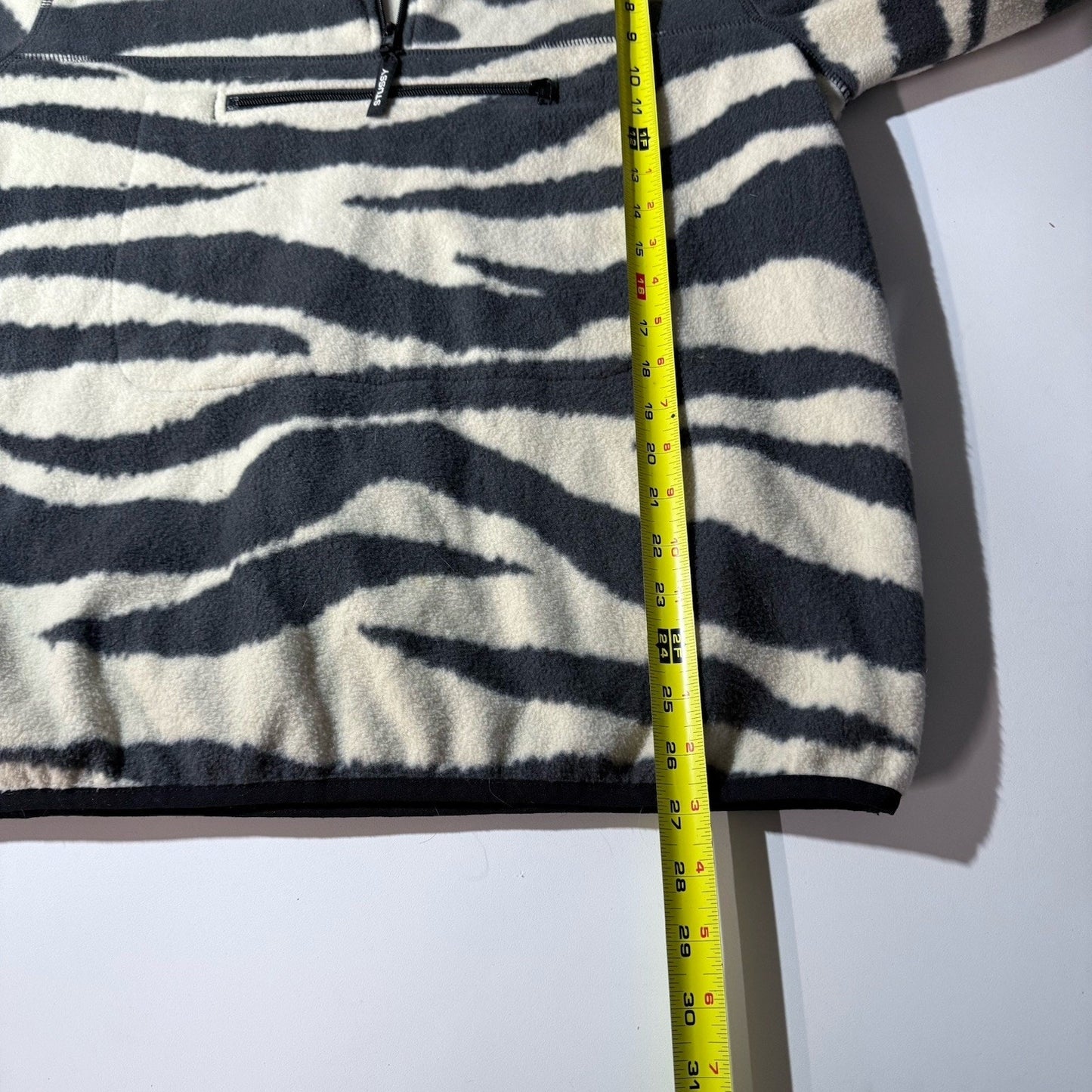 Stüssy Zebra Print Fleece Pullover Jacket Men’s Medium Black White Quarter Zip