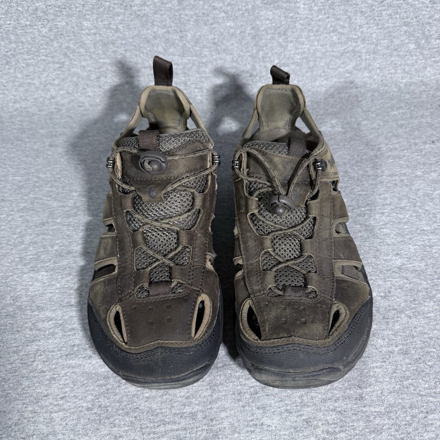 Teva Men’s 7.5 Waterproof Hiking Sandals Brown Leather Outdoor Shoes