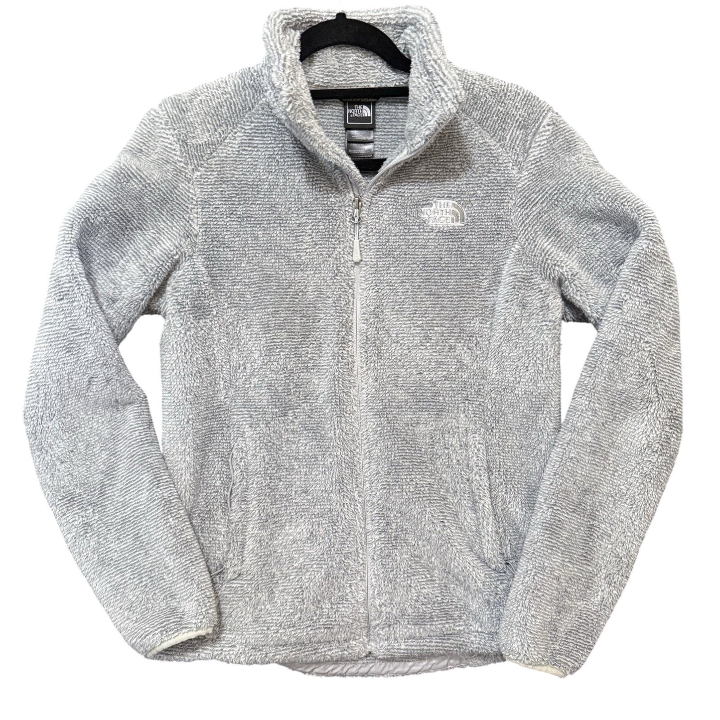 The North Face Osito Jacket Womens Sz Small Gray Fuzzy High Pile Fleece Full Zip