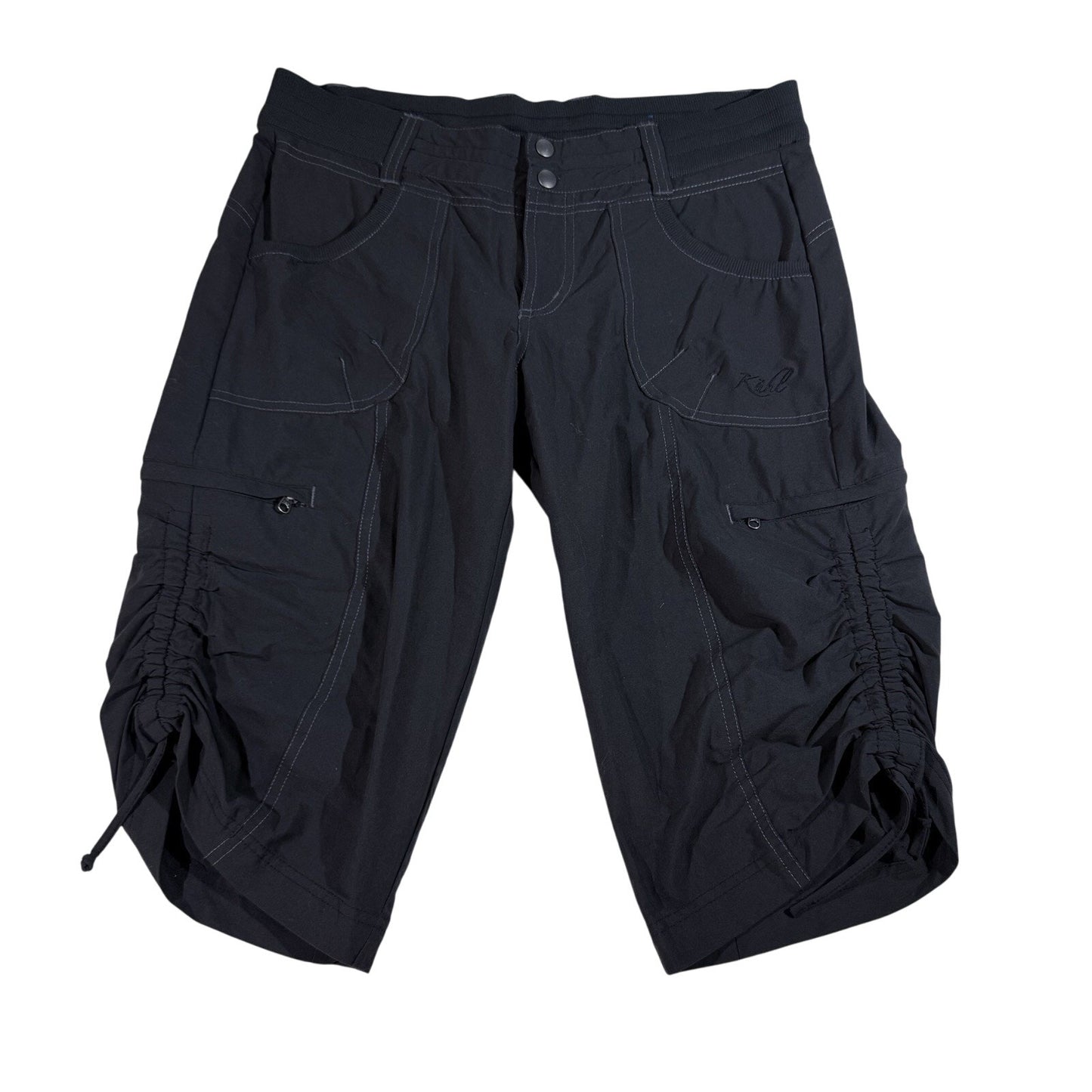KUHL Trekr Kapri Womens 6 Charcoal Black Capri Hiking Pant Drawstrings Outdoor