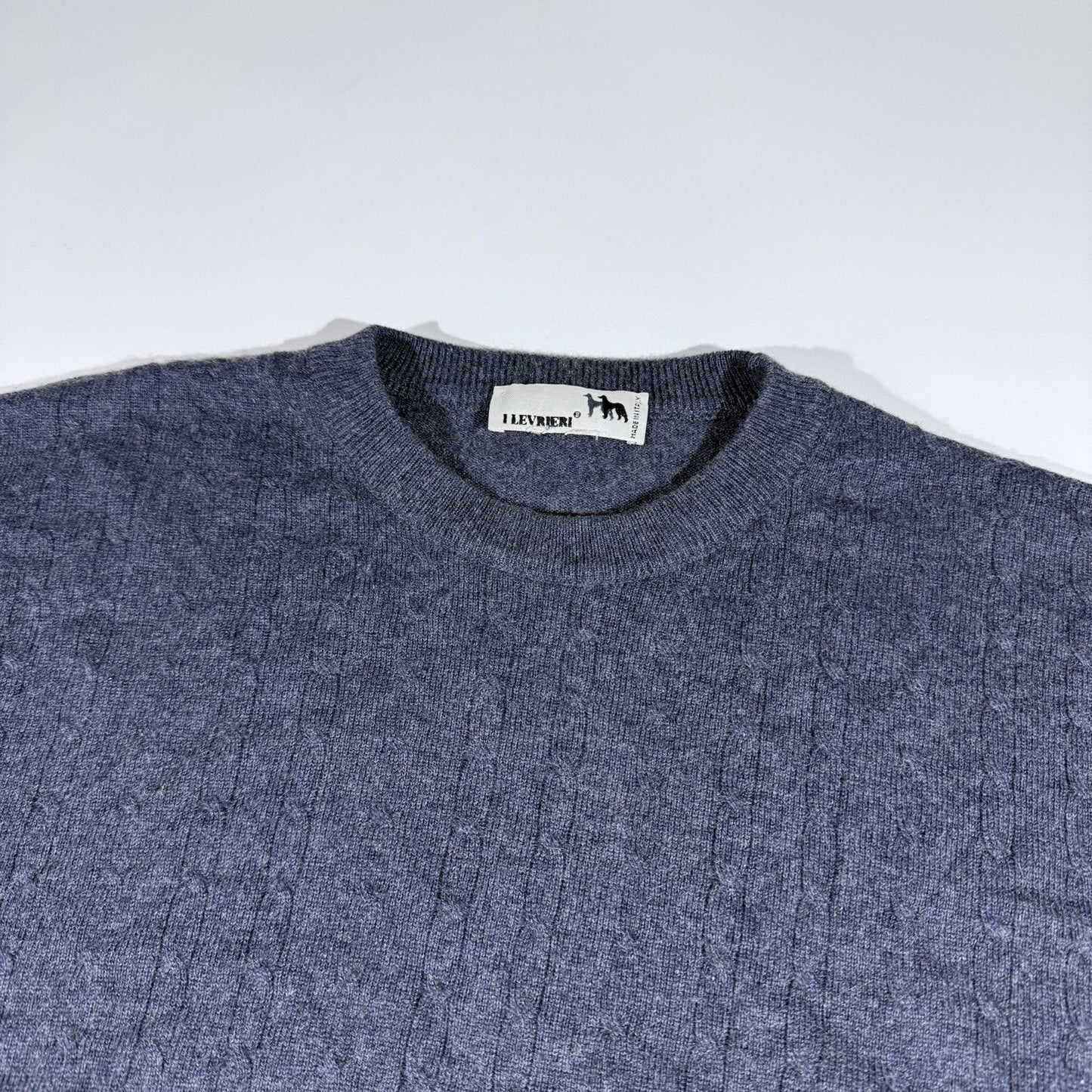 I Levrieri Cashmere Silk Sweater Mens Medium Made in Italy Cable Knit Light