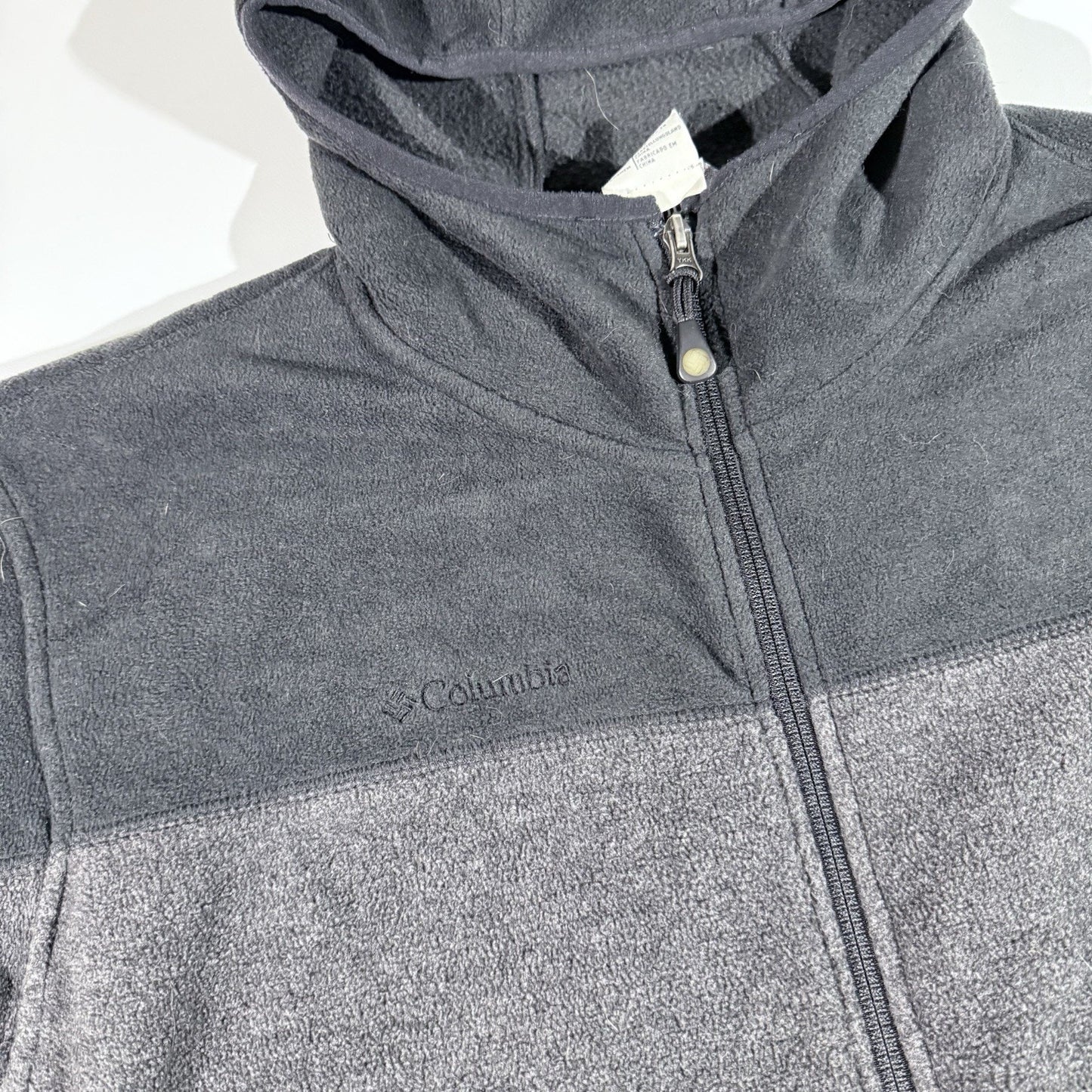 Columbia Men’s Fleece Hoodie Jacket XL Full Zip Gray Black Warm Softshell