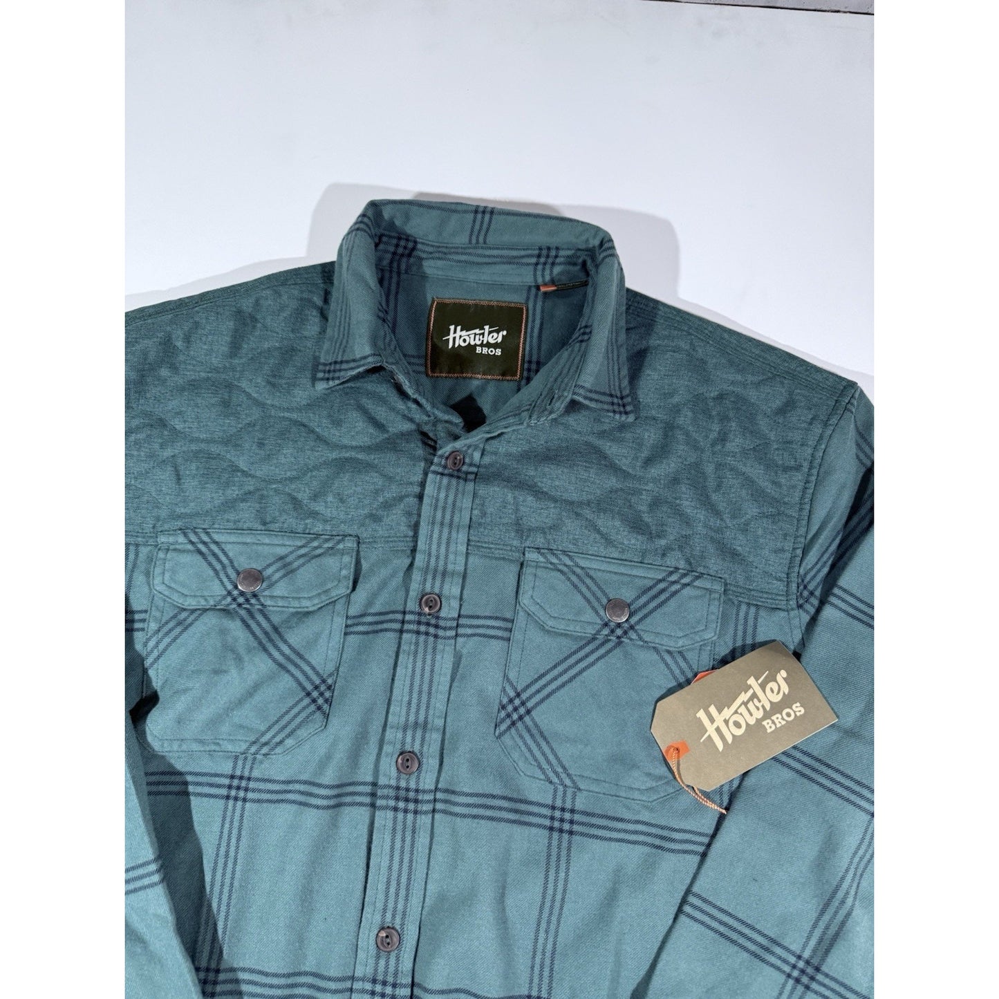 Howler Bros Quintana Flannel Shirt Jacket Quilted Plaid Shacket Teak Size Large