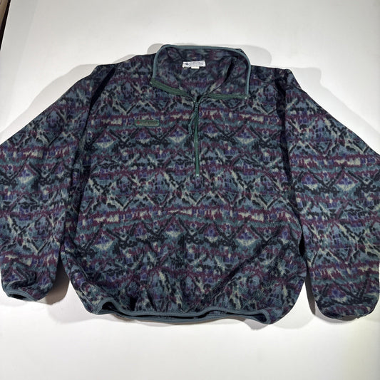 VINTAGE Columbia Aztec Snap Fleece Jacket Men's XL Colorful Western Made USA