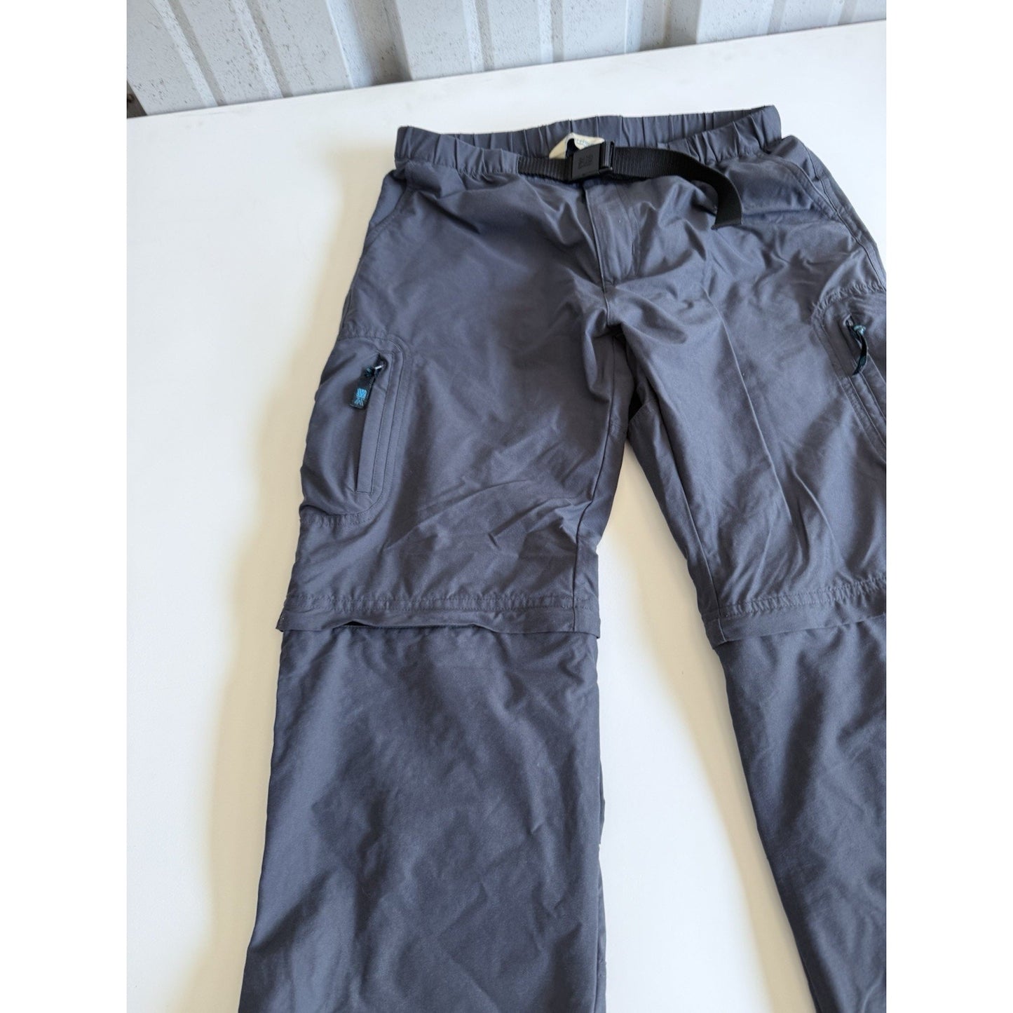 KARRIMOR Mens Straight Cargo Trousers Large W29 L30 Gray Polyester Belted