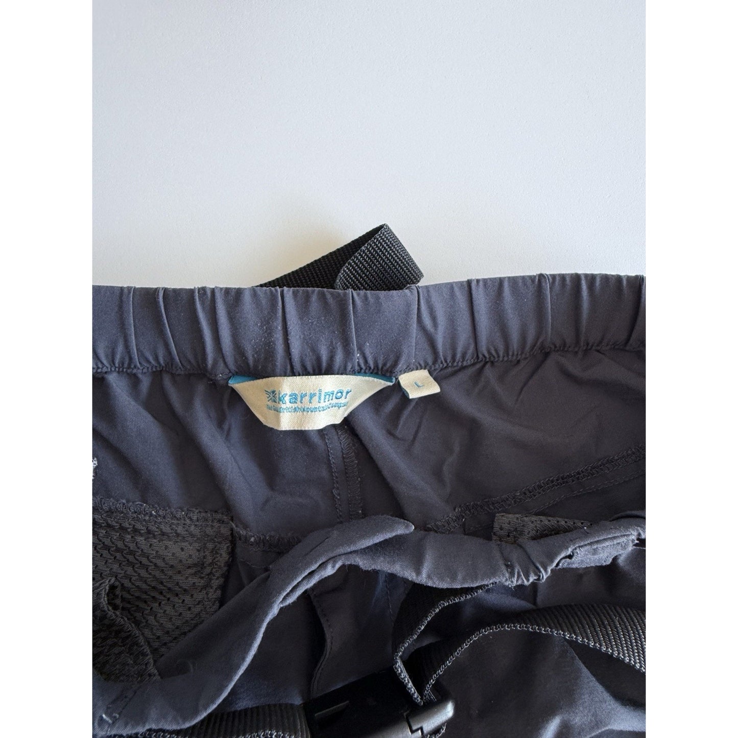KARRIMOR Mens Straight Cargo Trousers Large W29 L30 Gray Polyester Belted