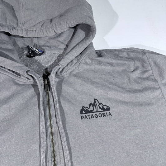 Patagonia 1973 Hoodie Sweatshirt Zip Up Pockets Gray Organic Cotton Size XL