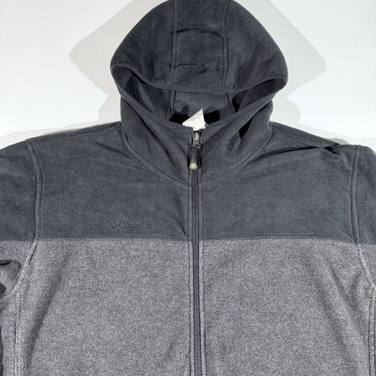 Columbia Men’s Fleece Hoodie Jacket XL Full Zip Gray Black Warm Softshell
