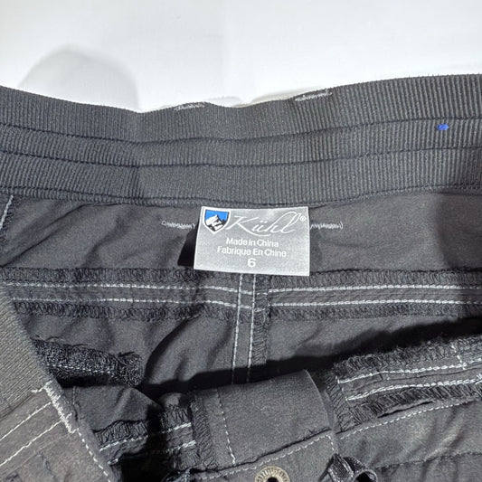 KUHL Trekr Kapri Womens 6 Charcoal Black Capri Hiking Pant Drawstrings Outdoor