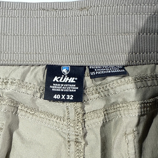 Kuhl Free Radikl Pants Mens 40/32 Tan Elastic Waist Outdoor Hiking Performance