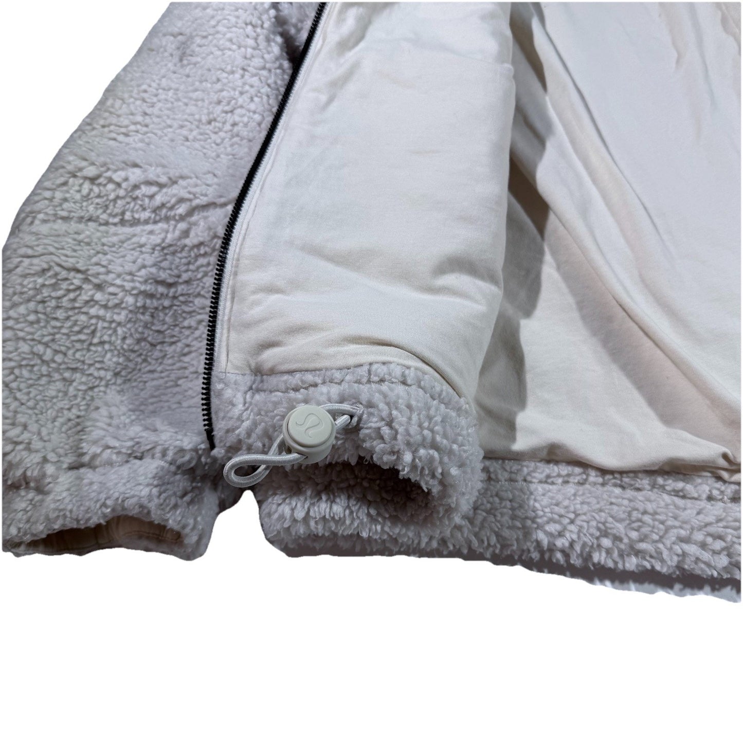 Lululemon Women’s White Sherpa Fleece Zip Jacket Size 6 Cozy Lined Logo