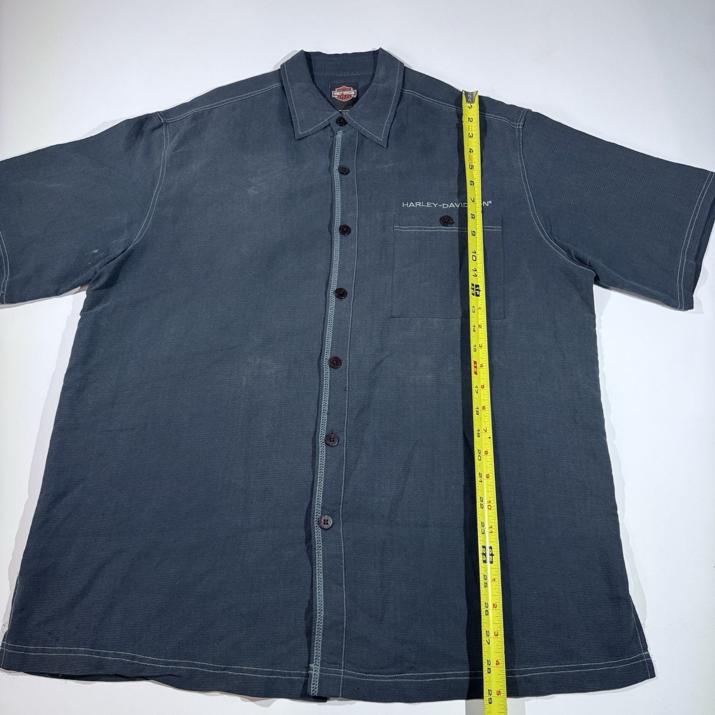 Harley-Davidson Men’s Button Up Shirt Size L Short Sleeve Gray Embroidered Logo