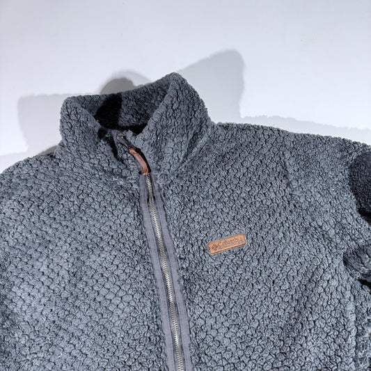 Columbia Fireside Plush Sherpa Fleece Jacket Women’s Large Gray Full Zip Soft