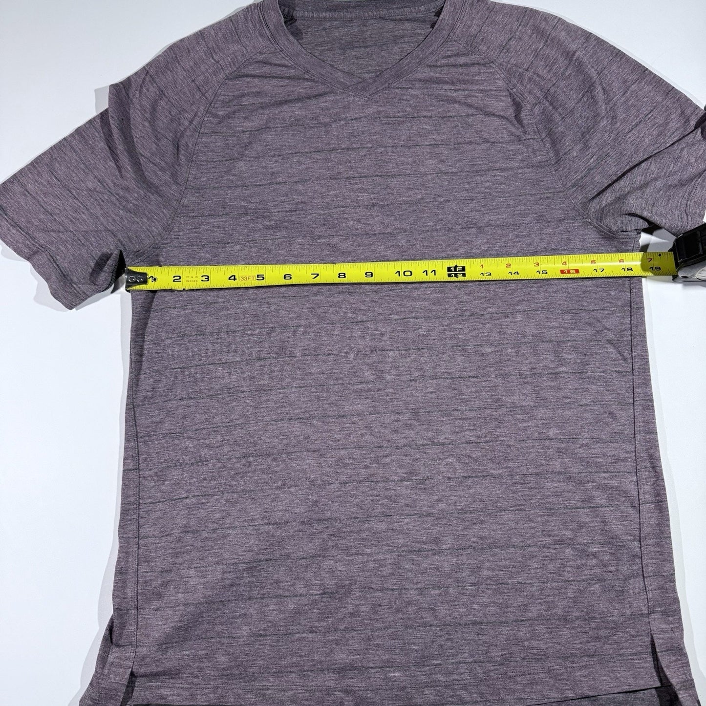 Lululemon Shirt Mens Medium Stripe V Neck Athletic Tee Lightweight Purple Gray