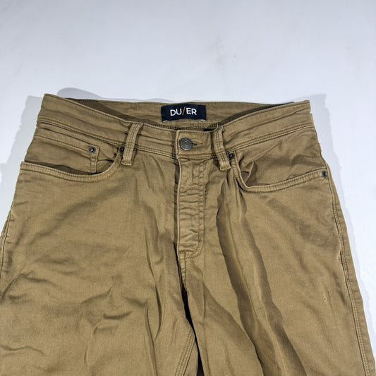 Duer DU/ER N2X Pants Men's 30x32 Brown Performance Denim Relaxed Fit Khakis