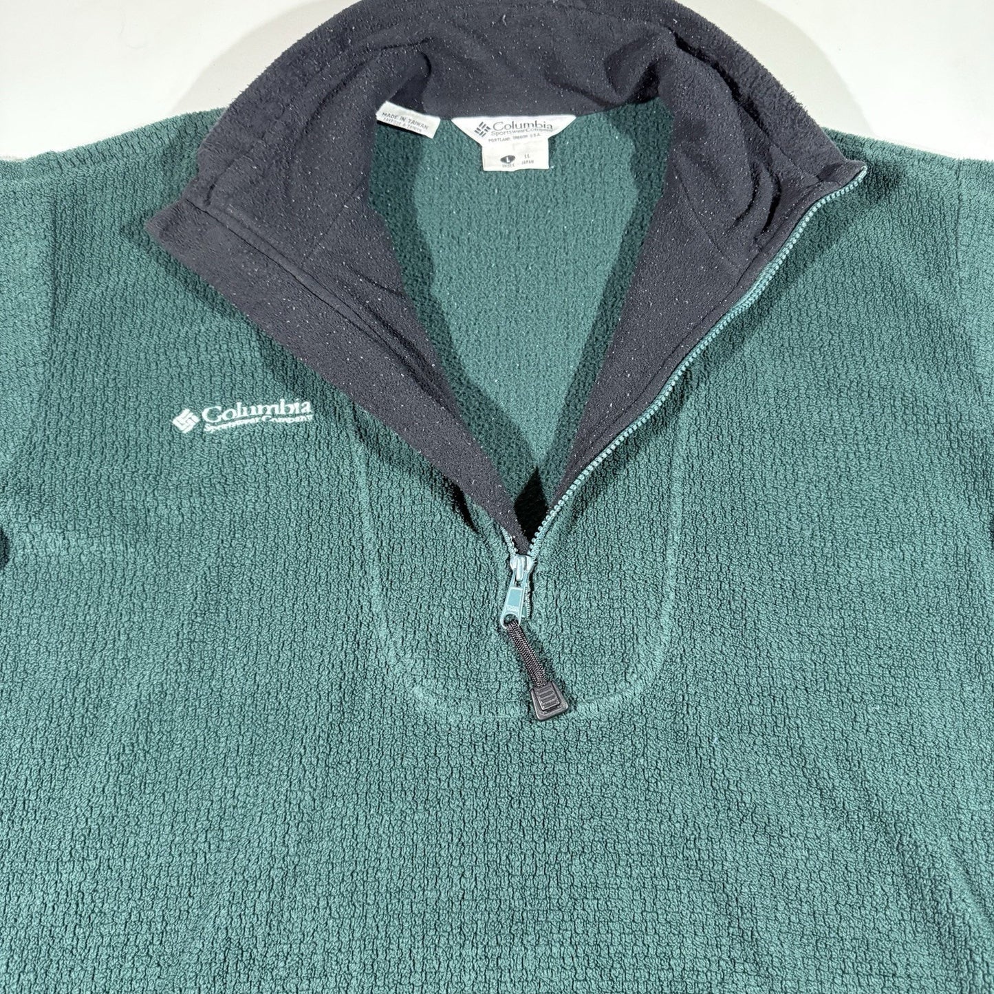 Columbia Titanium Fleece Pullover Unisex L Green Vintage 1/2 Zip Made Taiwan