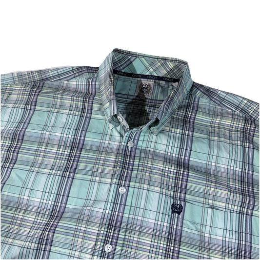 Cinch Men’s XXL Plaid Button Up Short Sleeve Western Cowboy Rodeo Shirt Green