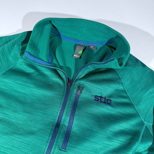 Stio Men’s Medium Green Quarter Zip Pullover Fleece Midlayer Outdoor Hiking