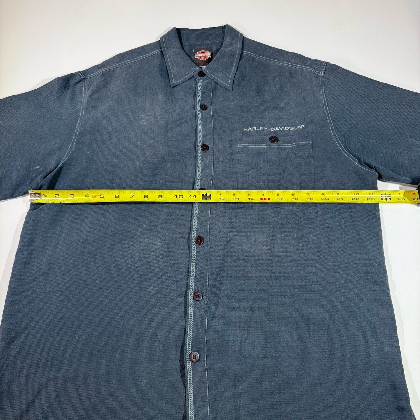 Harley-Davidson Men’s Button Up Shirt Size L Short Sleeve Gray Embroidered Logo