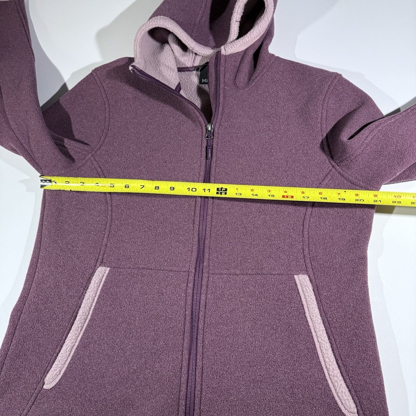 Marmot Women’s Fleece Hoodie Jacket Purple L Zip Front Embroidered Sleeve Warm
