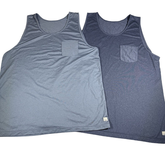 Vuori Men’s Tank Top 2XL Lot of 2 Blue Gray Pocket Sleeveless Athletic Casual