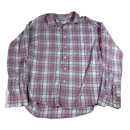 Faherty Mens Shirt Red Extra Large XL Long Sleeve Plaid Button Down Adults