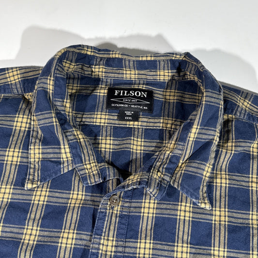 CC Filson Flannel Medium Weight Button Up Shirt Blue & Bronze Men’s XXXL