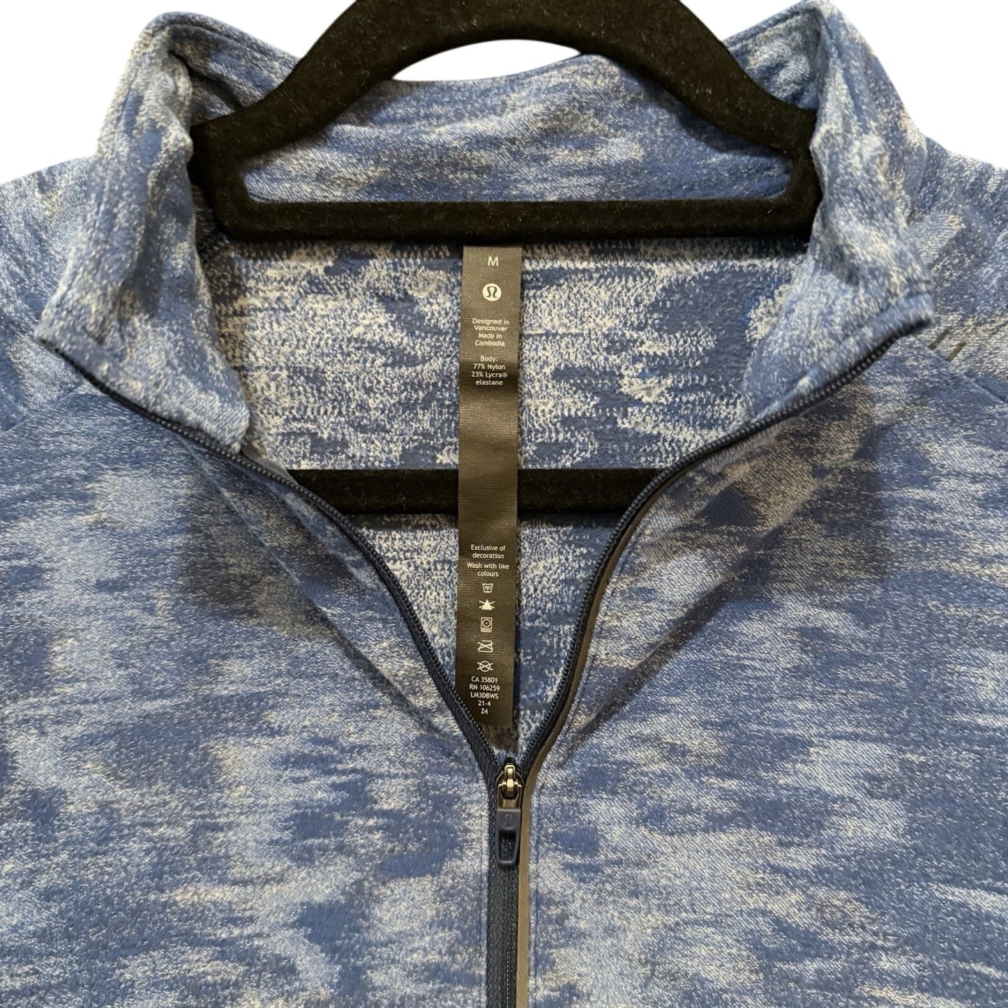 Lululemon Surge Warm Quarter Zip Fleece Pullover Blue Camo Men’s Size Medium