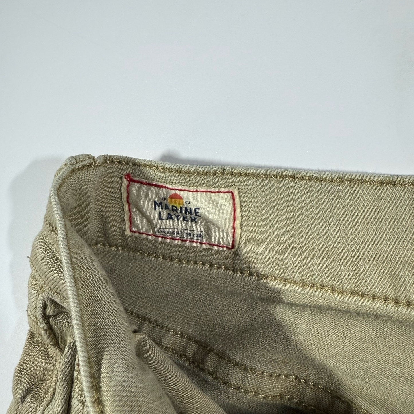 Marine Layer Men’s Pants 30x30 Straight Fit Khaki Beige Casual Cotton Jeans