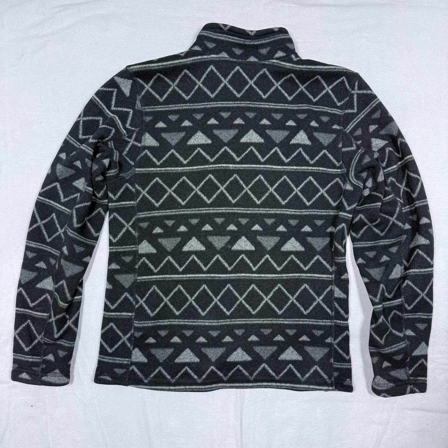 The North Face Black Gray Aztec Quarter Zip Fleece Sweater Pullover Size Small mens