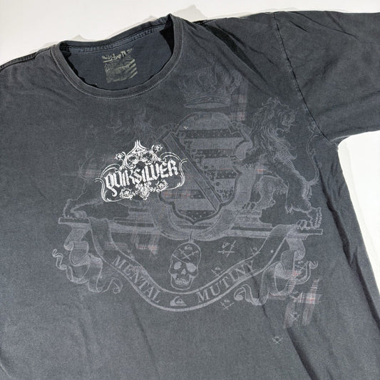 Vintage Y2K Quicksilver Spellout Shirt Size XLarge Black Skate Surf VTG