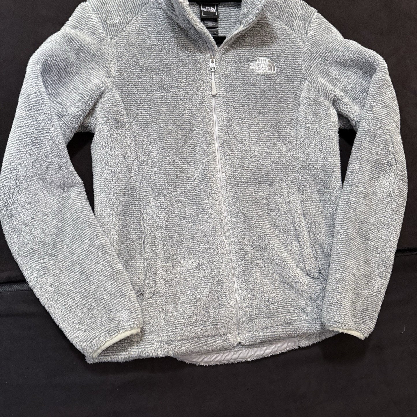 The North Face Osito Jacket Womens Sz Small Gray Fuzzy High Pile Fleece Full Zip