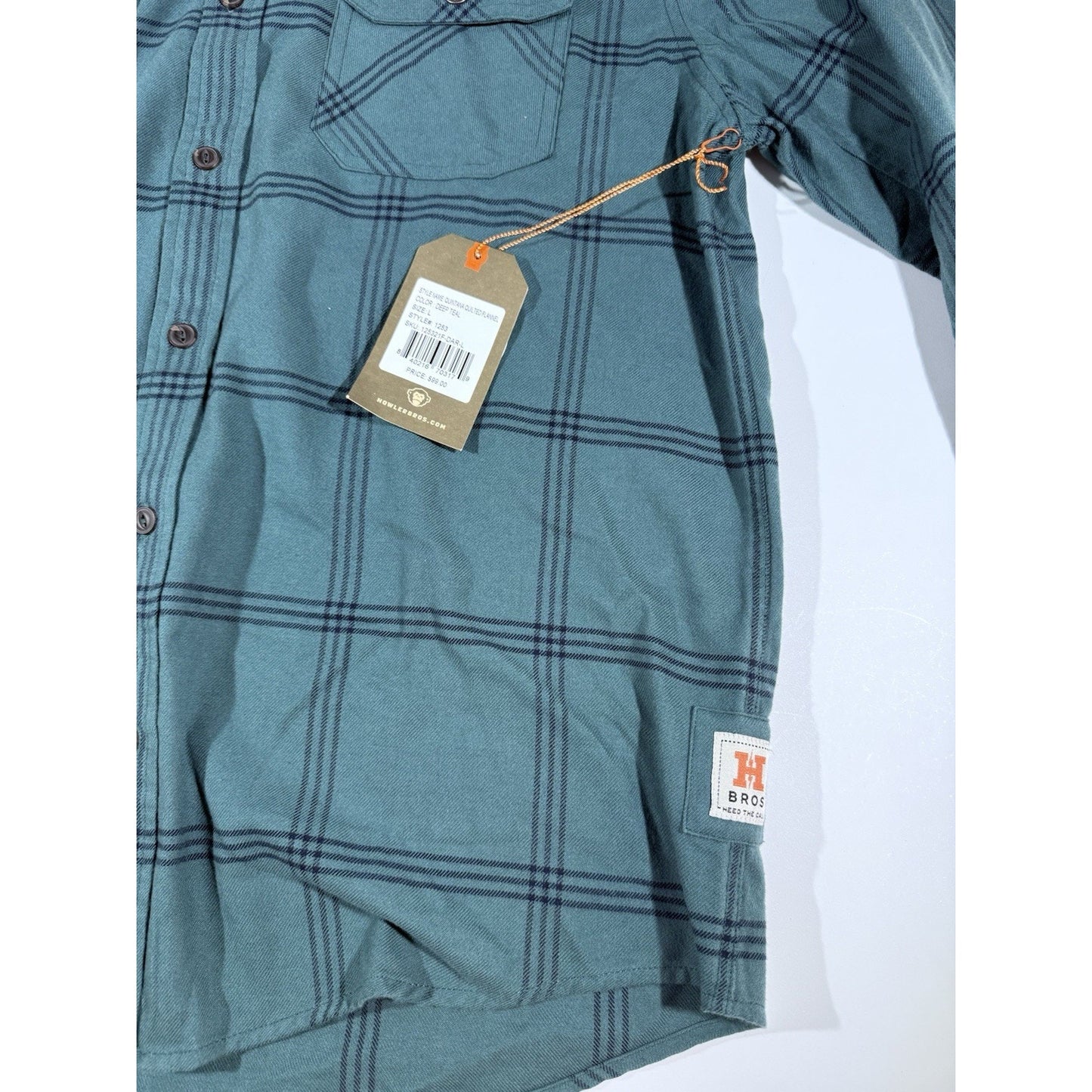 Howler Bros Quintana Flannel Shirt Jacket Quilted Plaid Shacket Teak Size Large