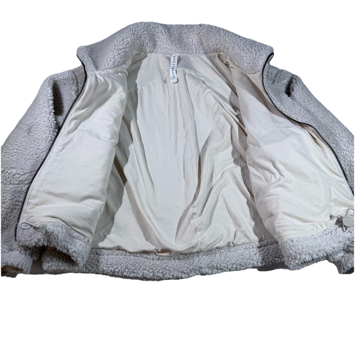 Lululemon Women’s White Sherpa Fleece Zip Jacket Size 6 Cozy Lined Logo