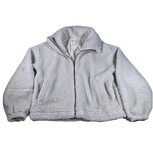Lululemon Women’s White Sherpa Fleece Zip Jacket Size 6 Cozy Lined Logo