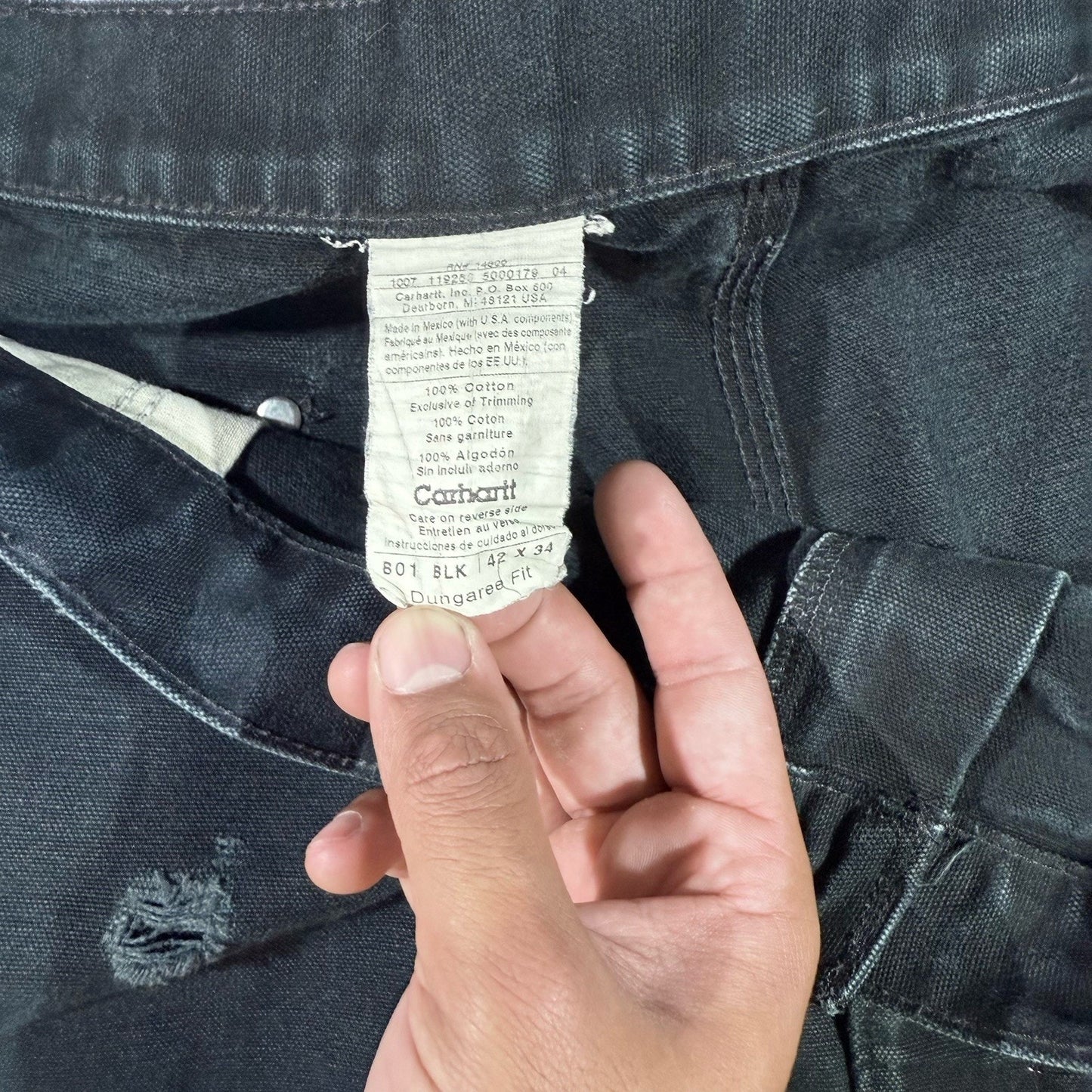 Carhartt B01 Double Knee Work Pants Men’s 42x34 Black Carpenter Utility USA Made