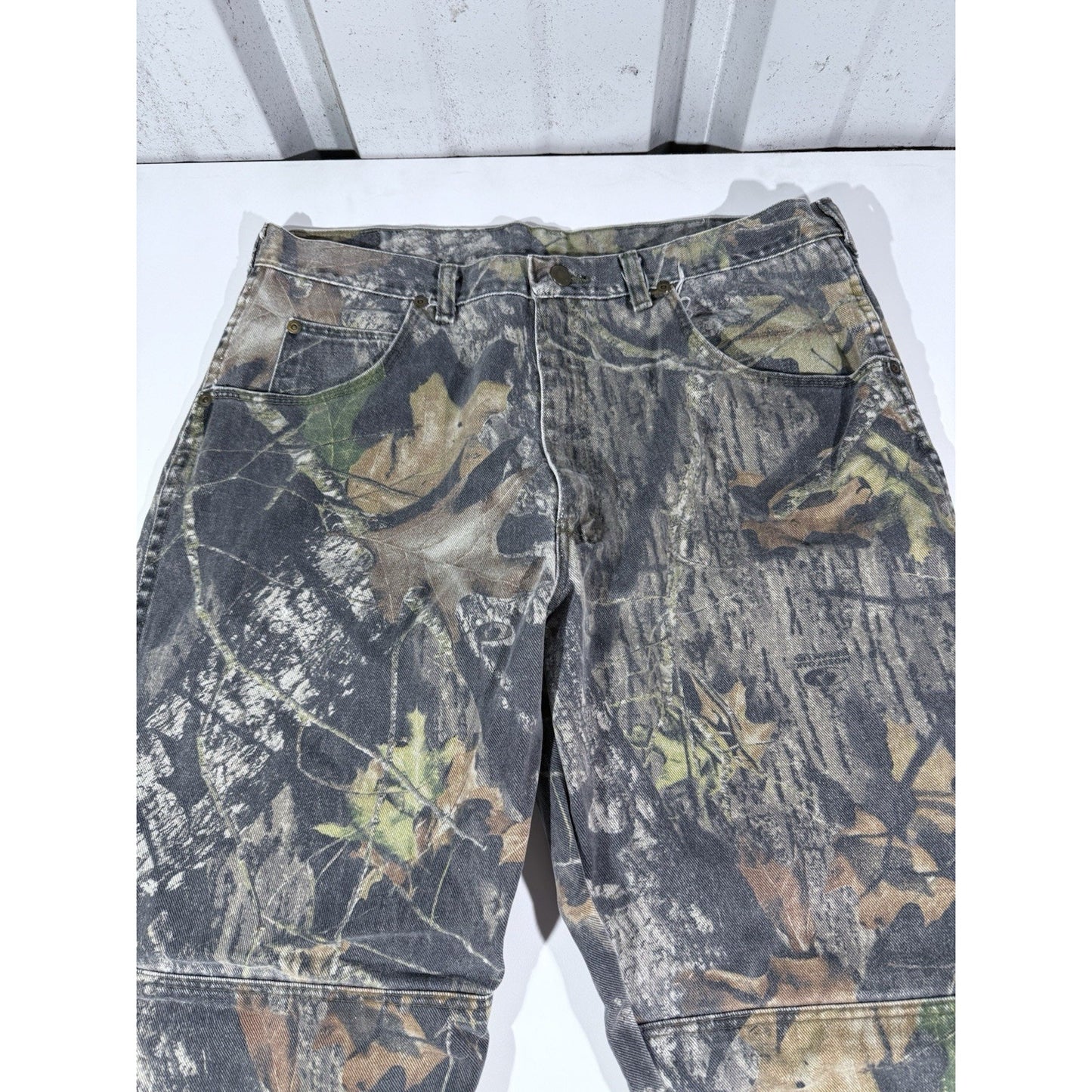 Wrangler Jeans Mens 34x31 Mossy Oak Breakup Camo Hunting Double Knee Work Pants
