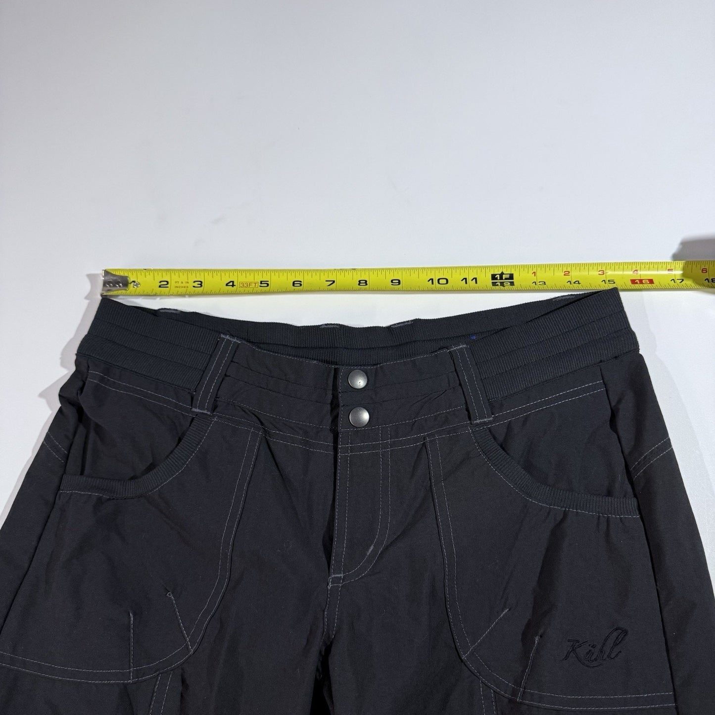 KUHL Trekr Kapri Womens 6 Charcoal Black Capri Hiking Pant Drawstrings Outdoor