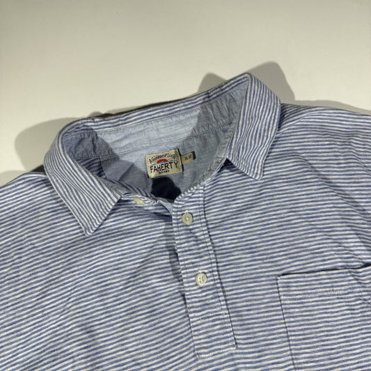 Faherty XL Men's Isle Polo Shirt Solid Short Sleeve Shirt Organic Cotton