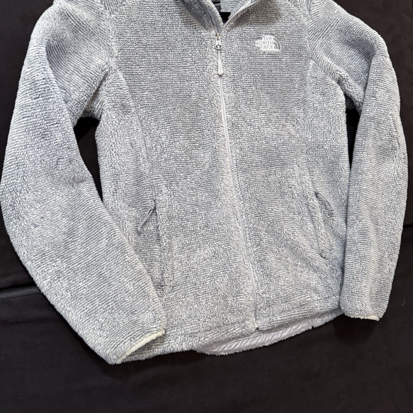 The North Face Osito Jacket Womens Sz Small Gray Fuzzy High Pile Fleece Full Zip