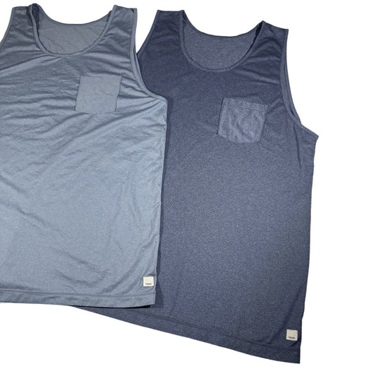 Vuori Men’s Tank Top 2XL Lot of 2 Blue Gray Pocket Sleeveless Athletic Casual