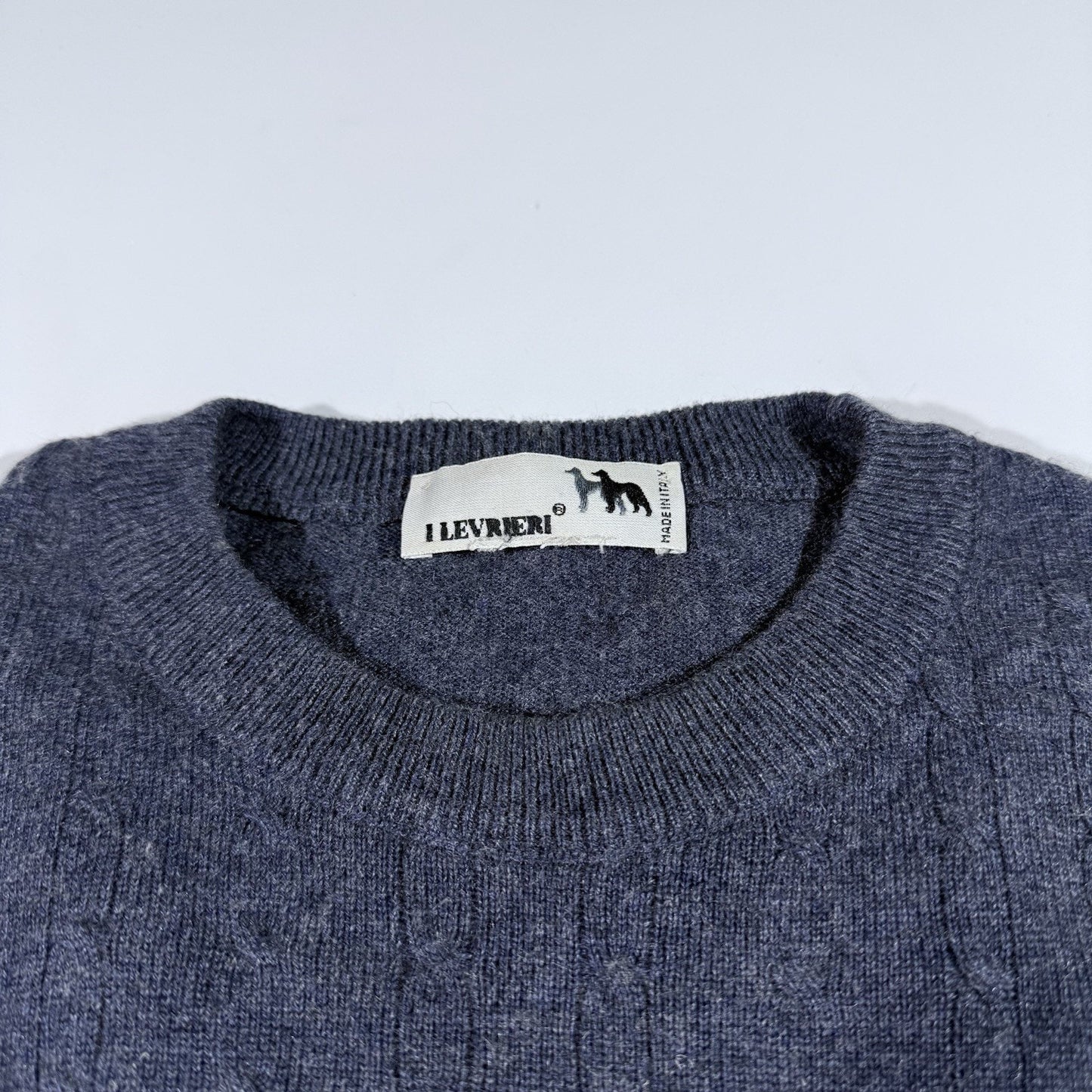 I Levrieri Cashmere Silk Sweater Mens Medium Made in Italy Cable Knit Light