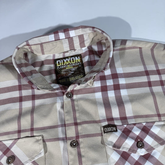 Dixxon The Burleigh Flannel Sleeveless Cut Off Shirt Men’s 2XT Beige Plaid Dtech