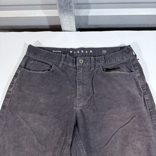 Vissla Men’s Border Corduroy Pants 32x29 Gray Straight Casual Surf Style