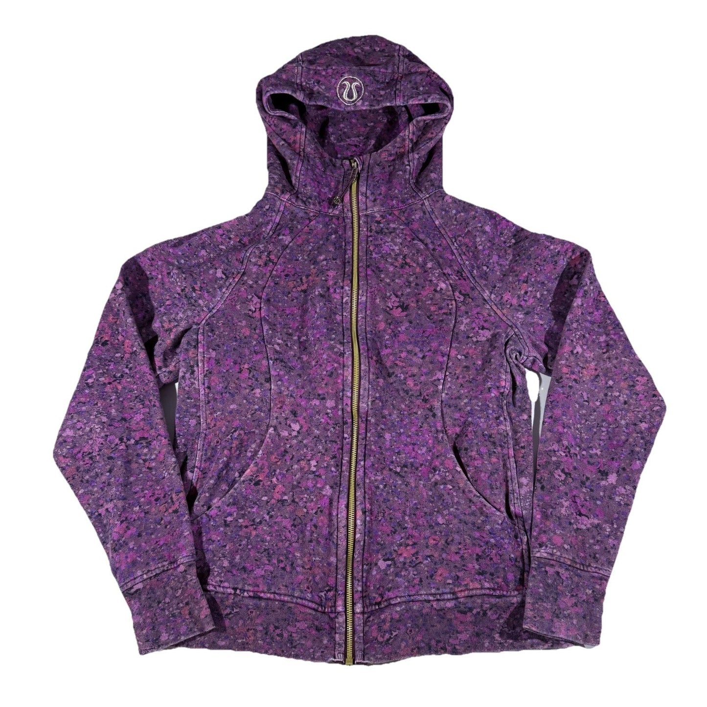RARE Lululemon Scuba Hoodie II Women’s 12 Purple Floral Spritz Print Zip Jacket
