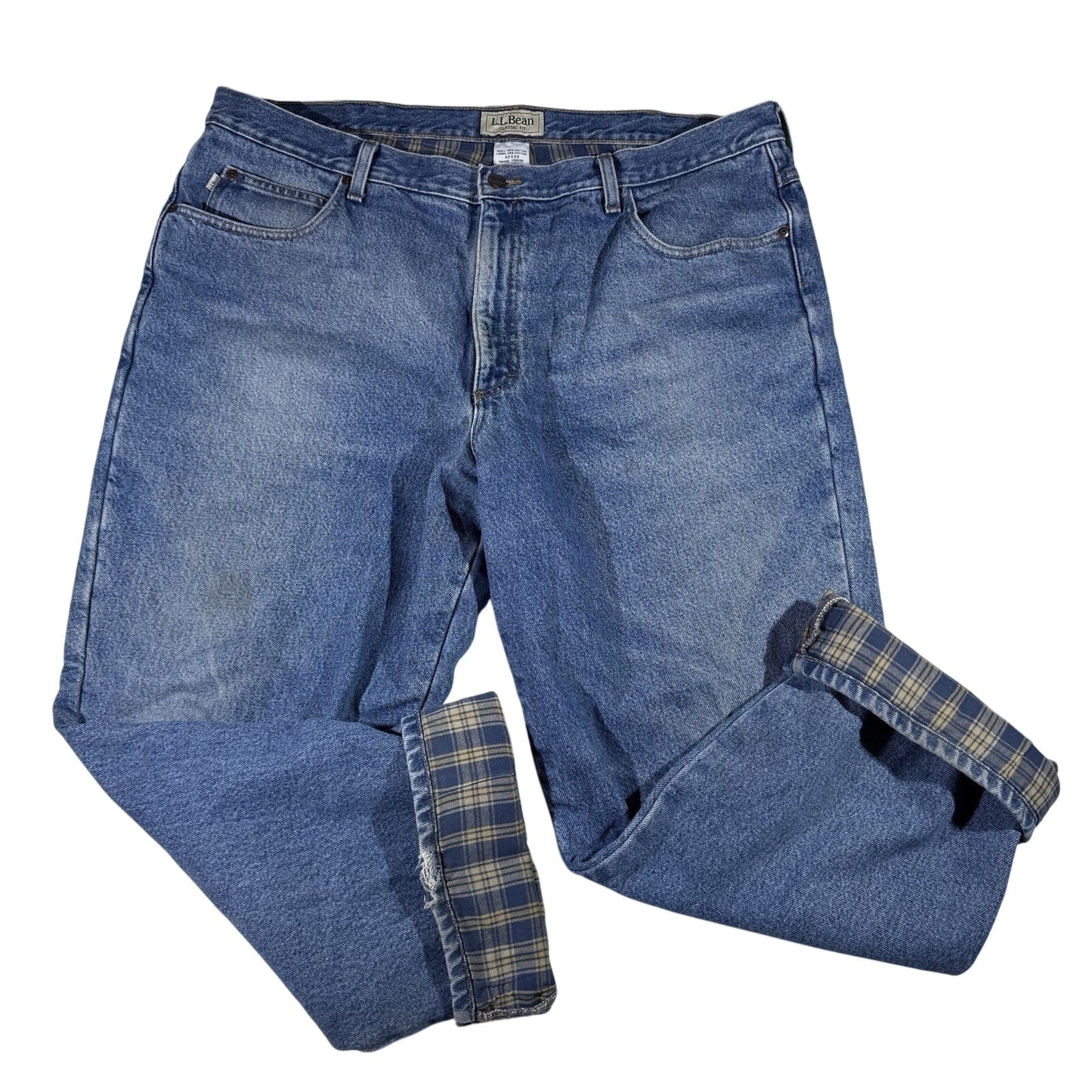 L.L. Bean Classic Fit Flannel Lined Jeans Men’s 42x29 Blue Denim